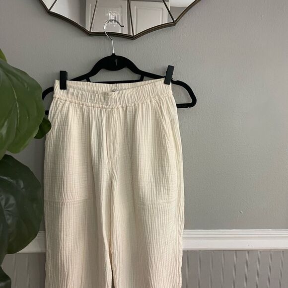 Madewell Gauze Ivory Wide Leg Pants Women's Size XXS Petite - Picture 3 of 11